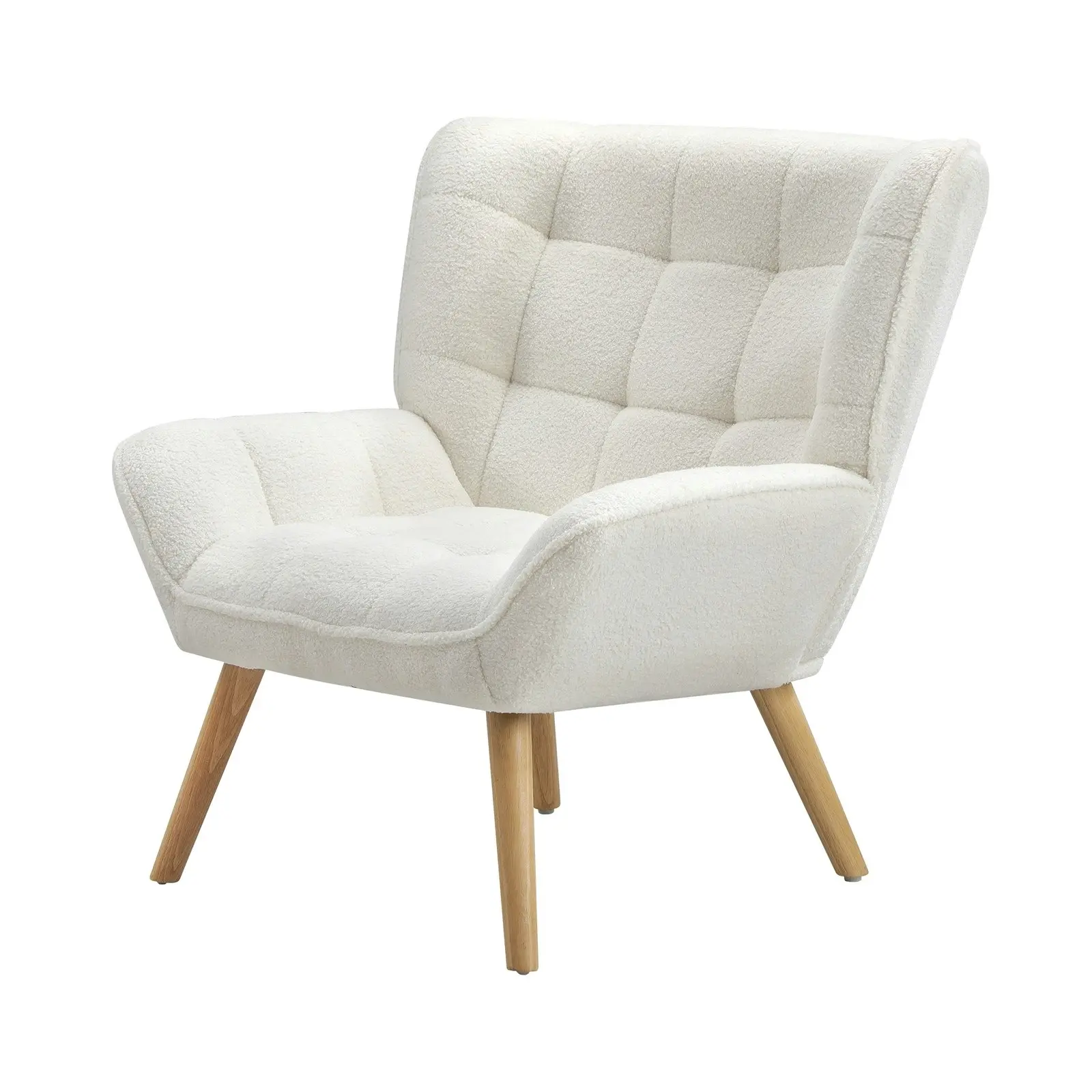 Oikiture Armchair Accent Chairs Sofa Lounge Sherpa Upholstered Tub Chair White