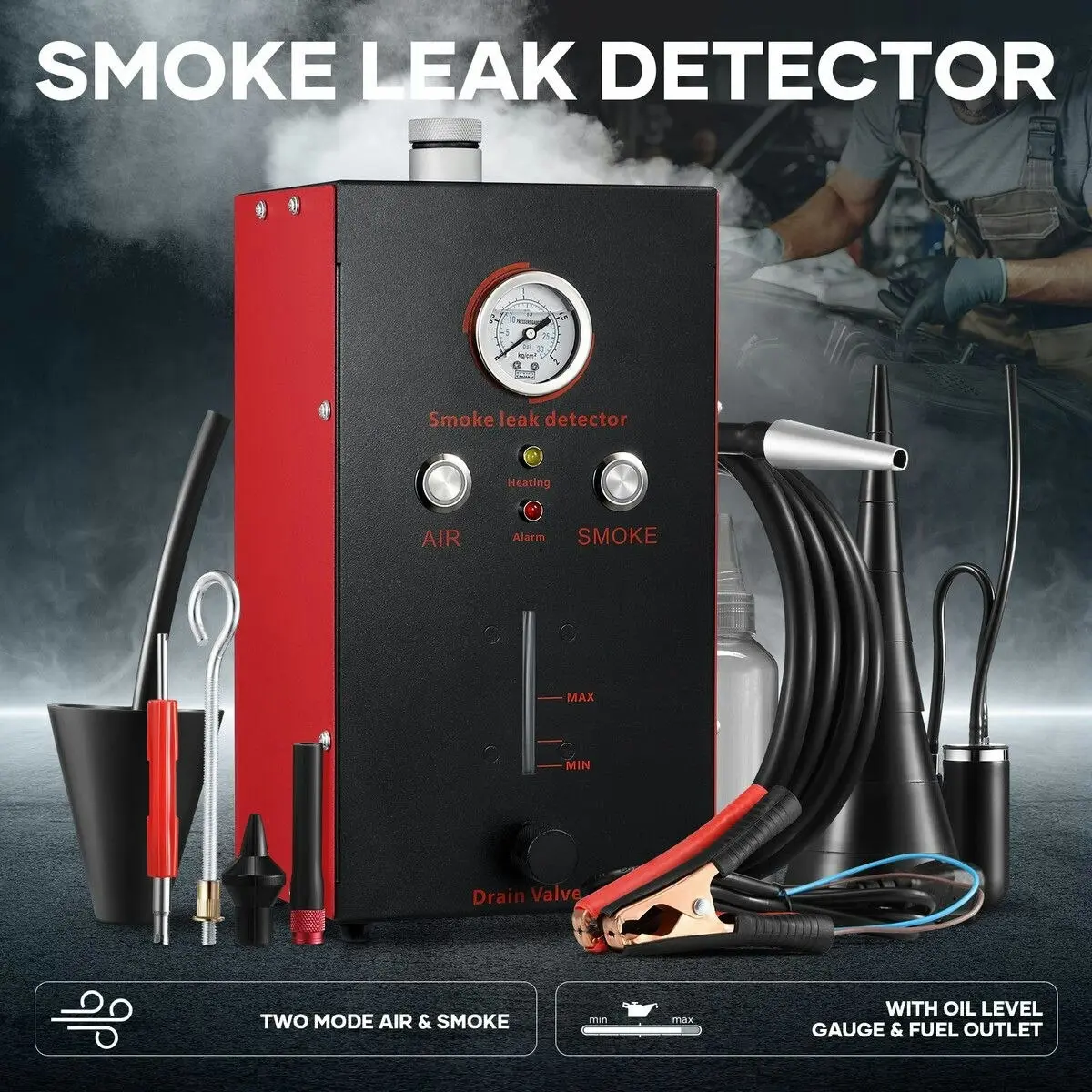 Ausway Smoke Machine Leak Detector Automotive EVAP Vacuum Diagnostic Tester Fuel Pipe System Vehicle Car Dual Modes