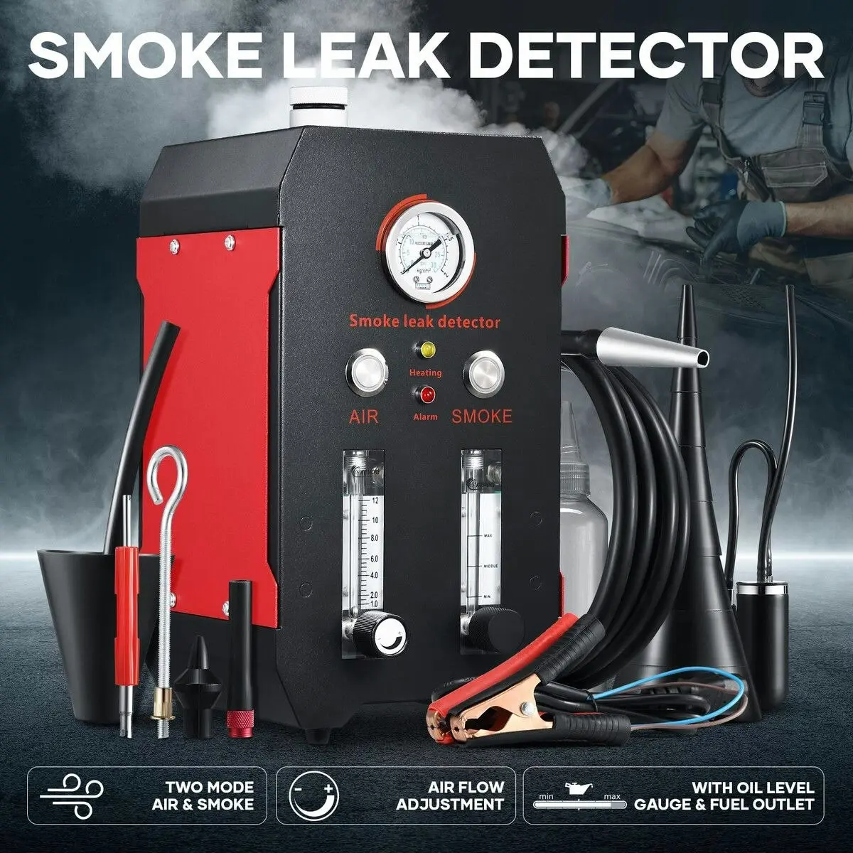 Ausway Smoke Leak Detector Machine Automotive EVAP Vacuum Leakage Diagnostic Tester Fuel Pipe System Car Vehicles Air Flowmeter