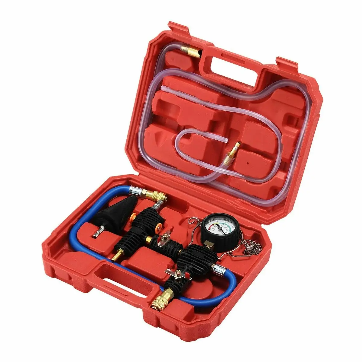 Ausway Coolant System Refiller Kit Car Cooling Pneumatic Vacuum Purge Radiator Filling Hose Tool Set Universal Leak Tester Adapter