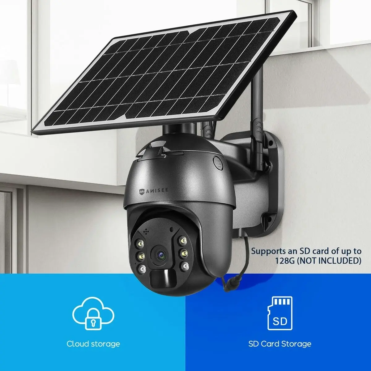 Maxkon PTZ Security Camera 4G LTE CCTV Spy Wireless Wifi Home Surveillance System Outdoor With Solar Panel Battery SIM Card x4