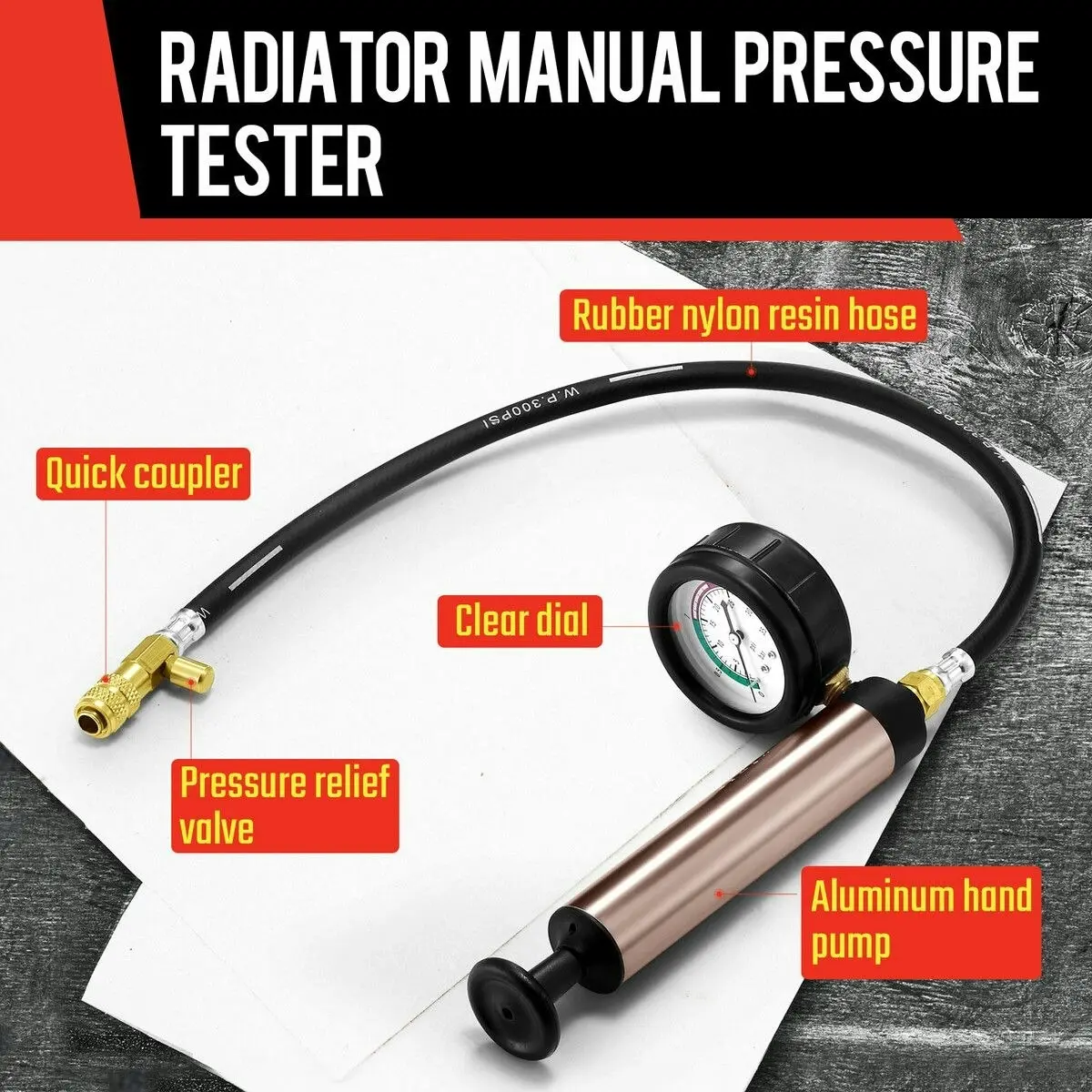 Ausway 18 Piece Radiator Pressure Tester Kit Leak Detector Universal Automotive Coolant Car Cooling System Adapter Toolbox