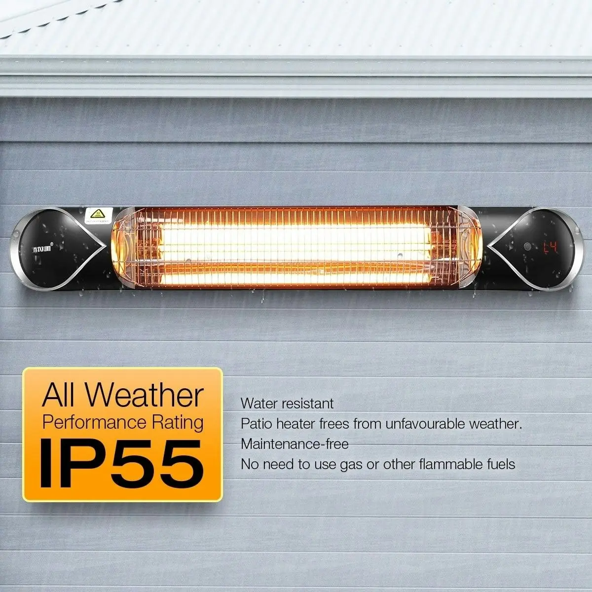 Maxkon  2000W Carbon Fibre Infrared Heater Instant Heat Electric Patio Outdoor Strip Heater