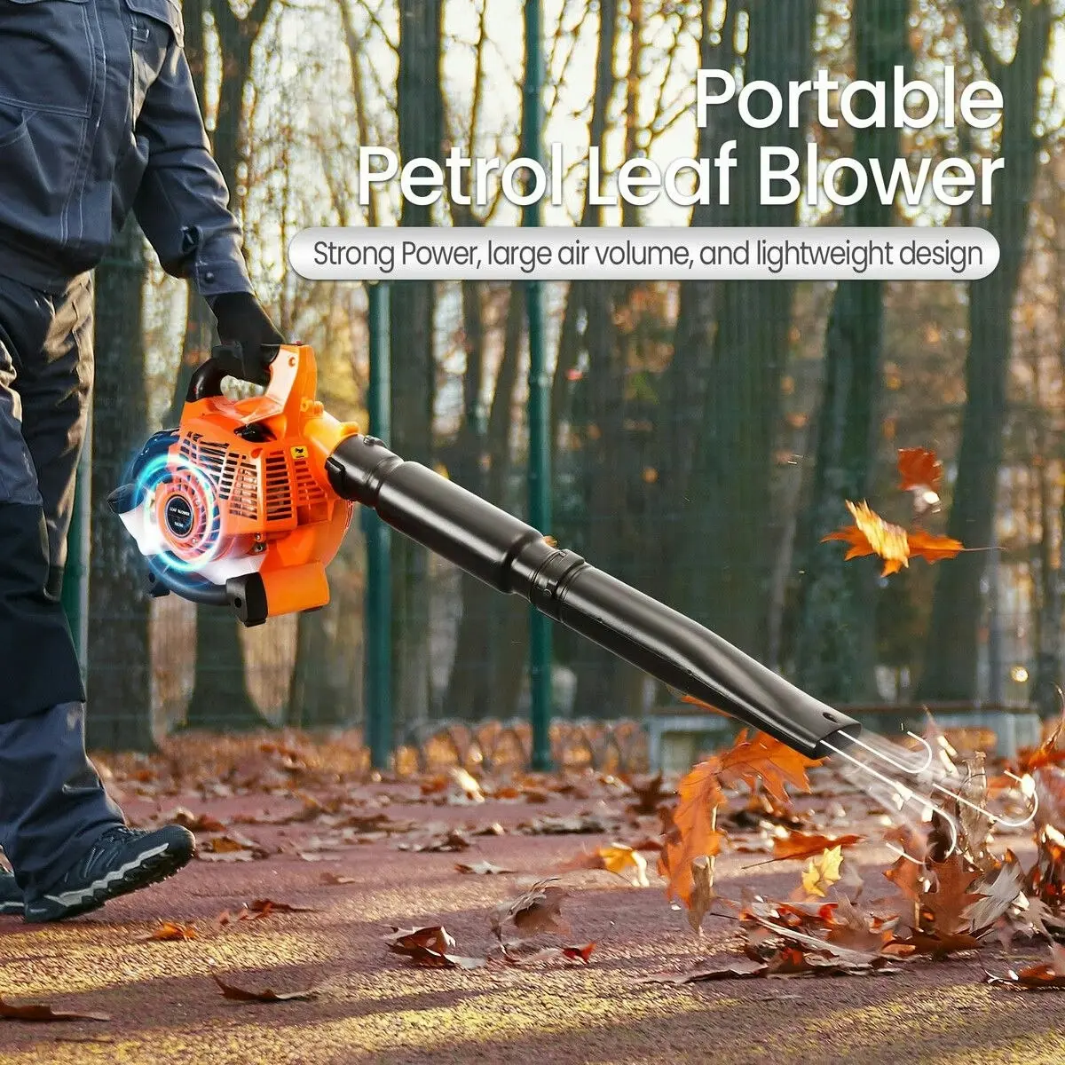 Ausway Petrol Leaf Blower 2 Stroke 26CC Cordless Hand Held Garden Lawn Yard Snow Dust Debris Blowing Machine