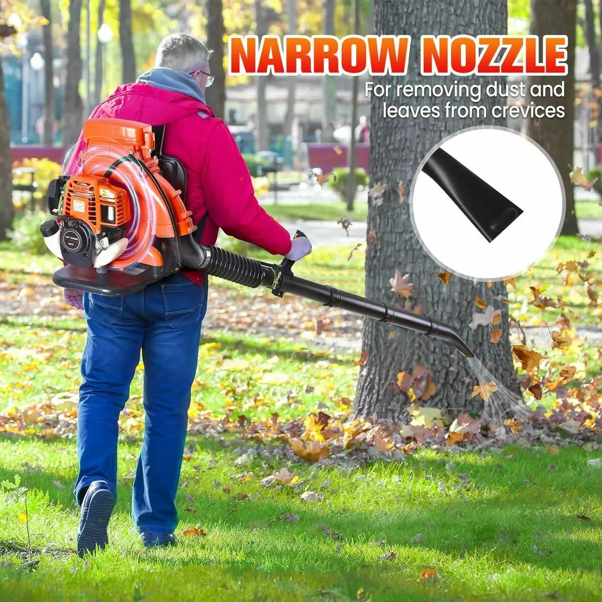 Ausway Petrol Leaf Blower Backpack 4 Stroke 38CC Cordless Grass Garden Lawn Yard Dust Debris Blowing Machine