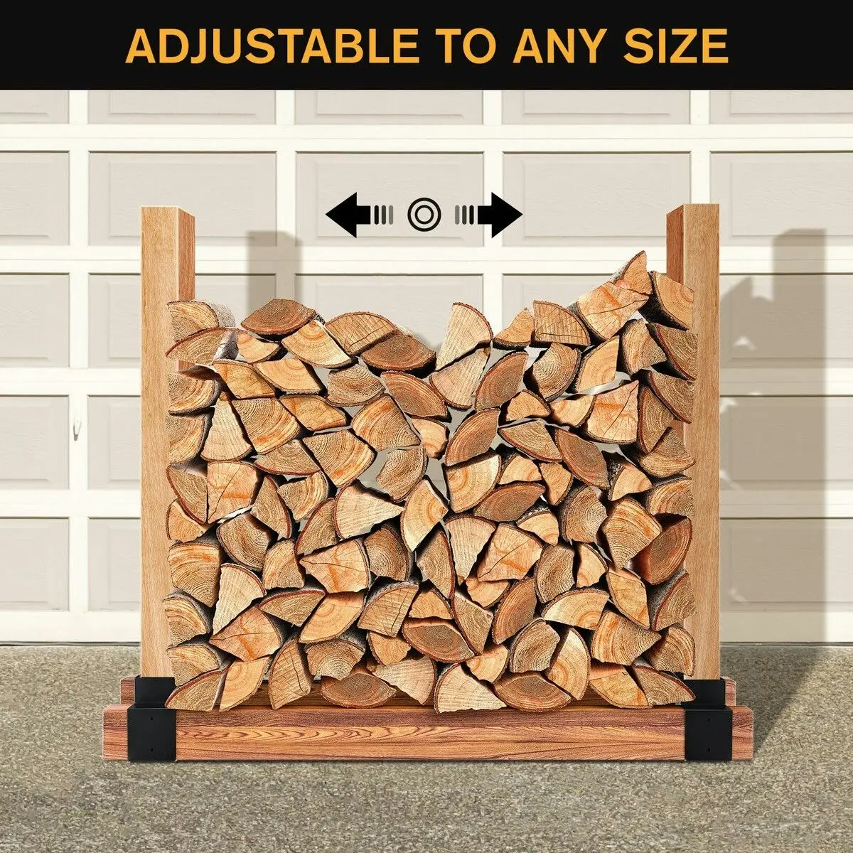 Ausway Firewood Storage Holder Campfire DIY Fireplace Wood Rack Log Bracket Adjustable Fire Pit Stand Indoor Outdoor Black