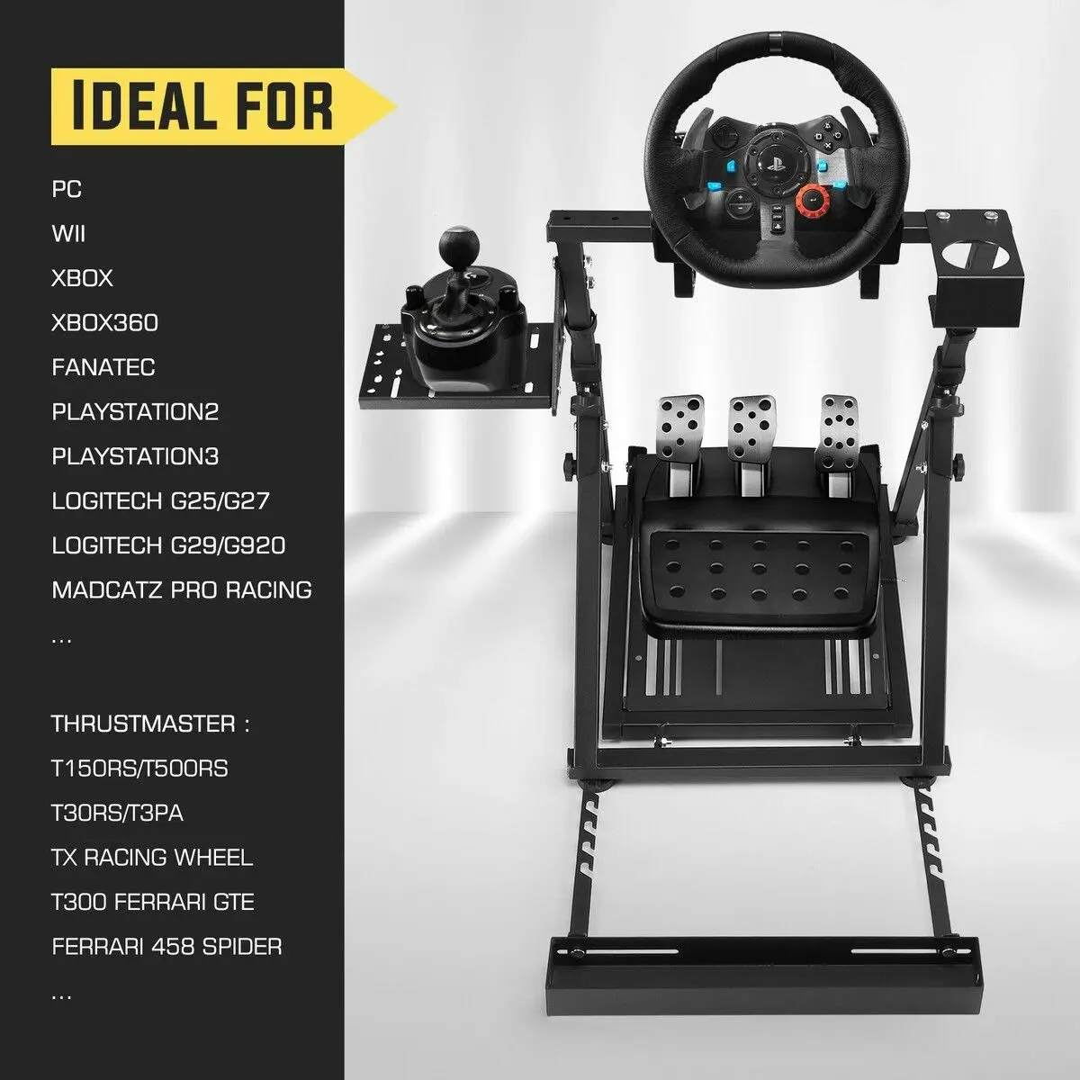 Ausway Racing Simulator Wheel Stand Flight Upgraded Sim Cockpit Foldable Gaming Steering Accessories  Logitech Thrustmaster