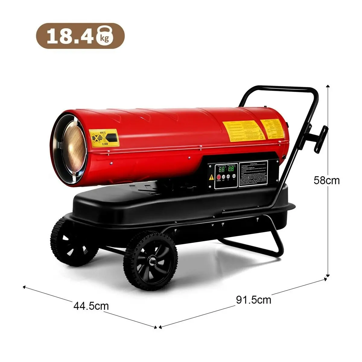 Ausway 38KW Fan Heater Industrial Space Kerosene Diesel Forced Air Blower Digital Timing Portable for Warehouse Workshop Shed