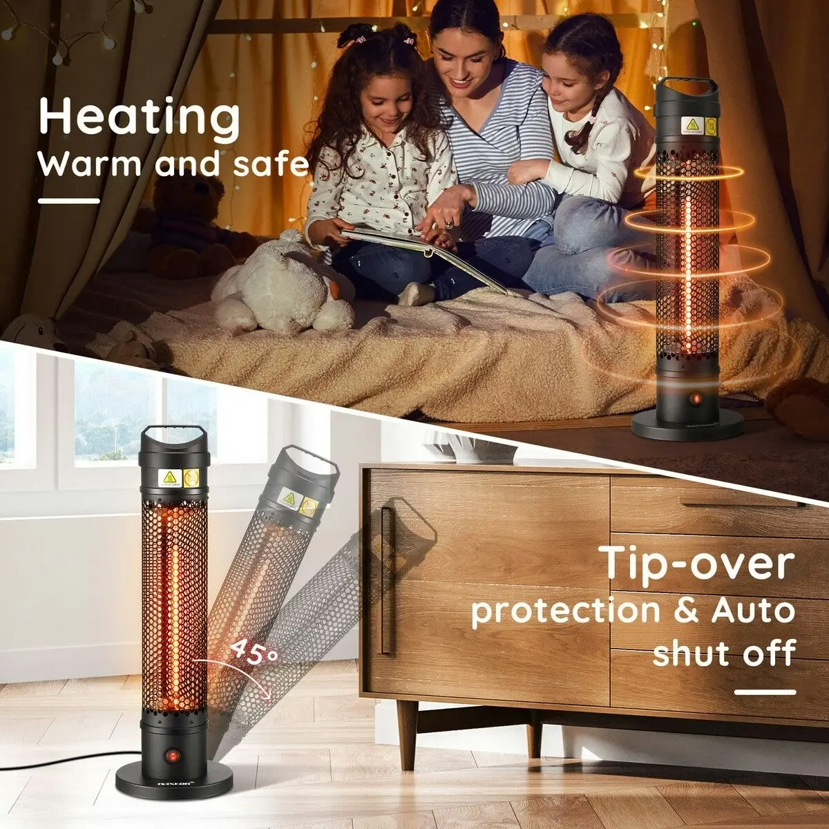 Maxkon Instant Infrared Heater Electric Space Warmer Under Table Energy Efficient Portable Waterproof 1000W