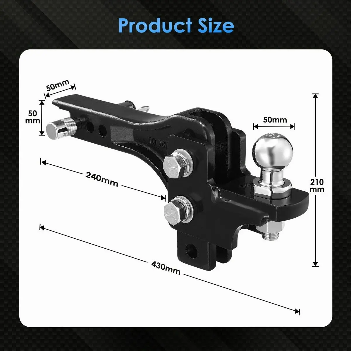 Ausway Adjustable Tow Bar Heavy Duty Caravan Car Boat Vehicle Towing Drop Ball Tongue Mount Trailer Hitch Receiver 3500kg 4WD 70207