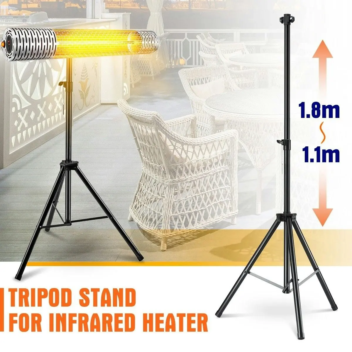 Maxkon Heavy Duty Adjustable Tripod Stand for  Outdoor Infrared Heaters