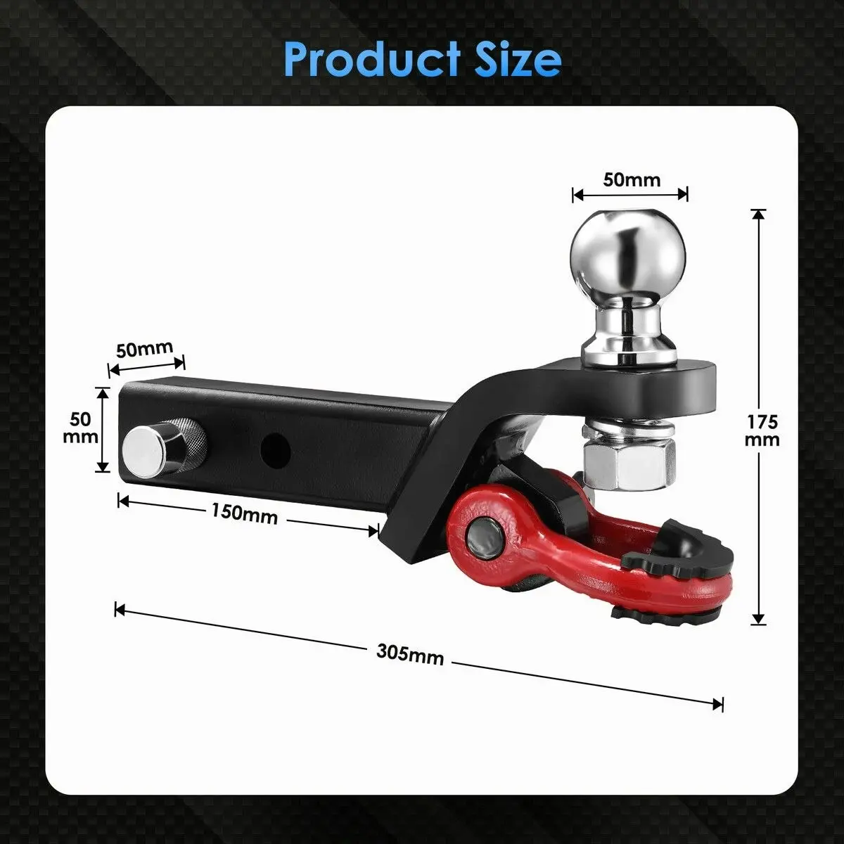 Ausway 2 in 1 Tow Bar Car Caravan Boat Vehicle Heavy Duty Towing Ball Mount Tongue Shackle Trailer Hitch Receiver 4350kg 4WD