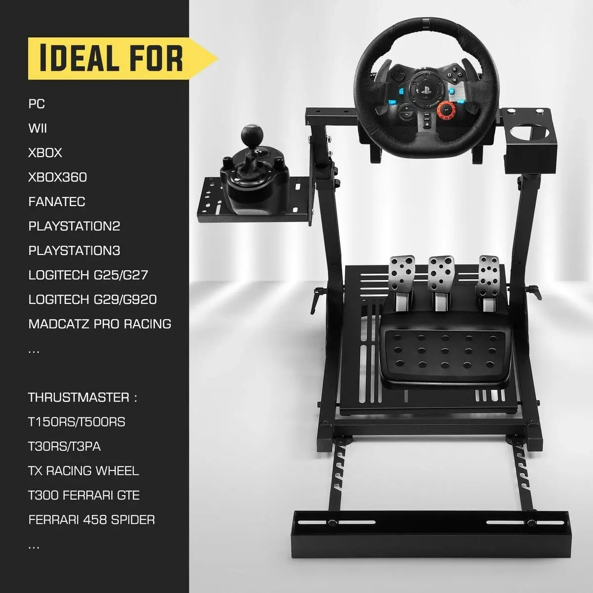 Ausway Racing Simulator Wheel Stand Upgraded Flight Sim Cockpit Foldable Gaming Steering Accessories  Logitech Thrustmaster