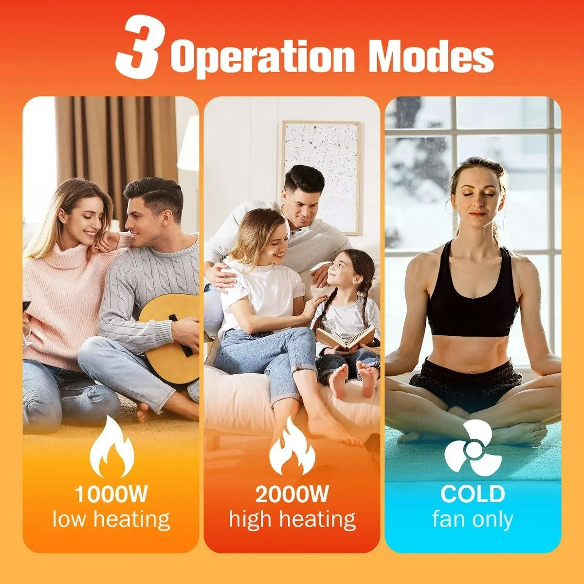 Maxkon 2000W Electric Heater Tower Energy Efficient Space Portable Indoor Fireplace Instant Warmer Oscillating Cooling Fan Bedroom Remote