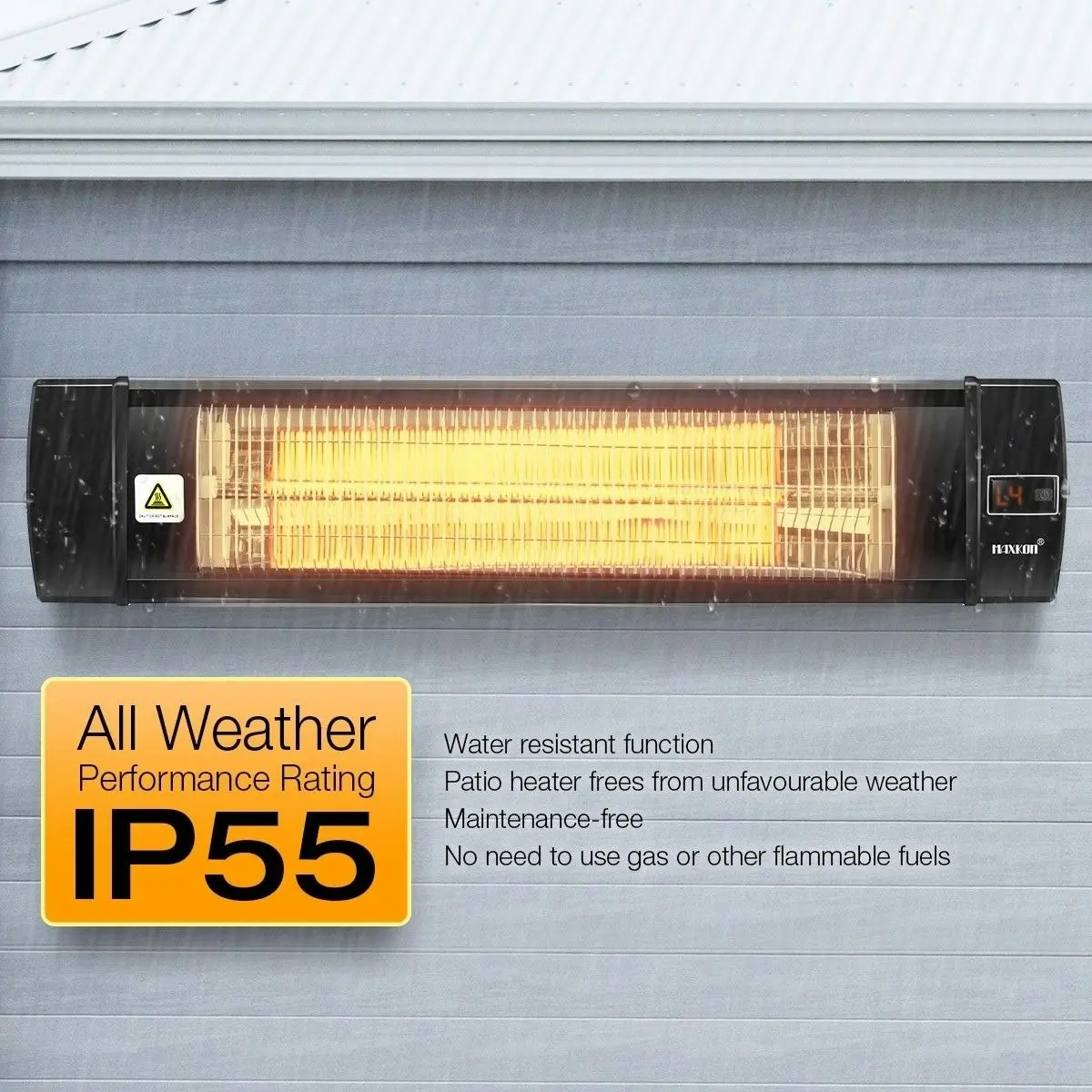 Maxkon  2000W Infrared Radiant Heater Electric Outdoor Patio Strip Heater Wall Ceiling