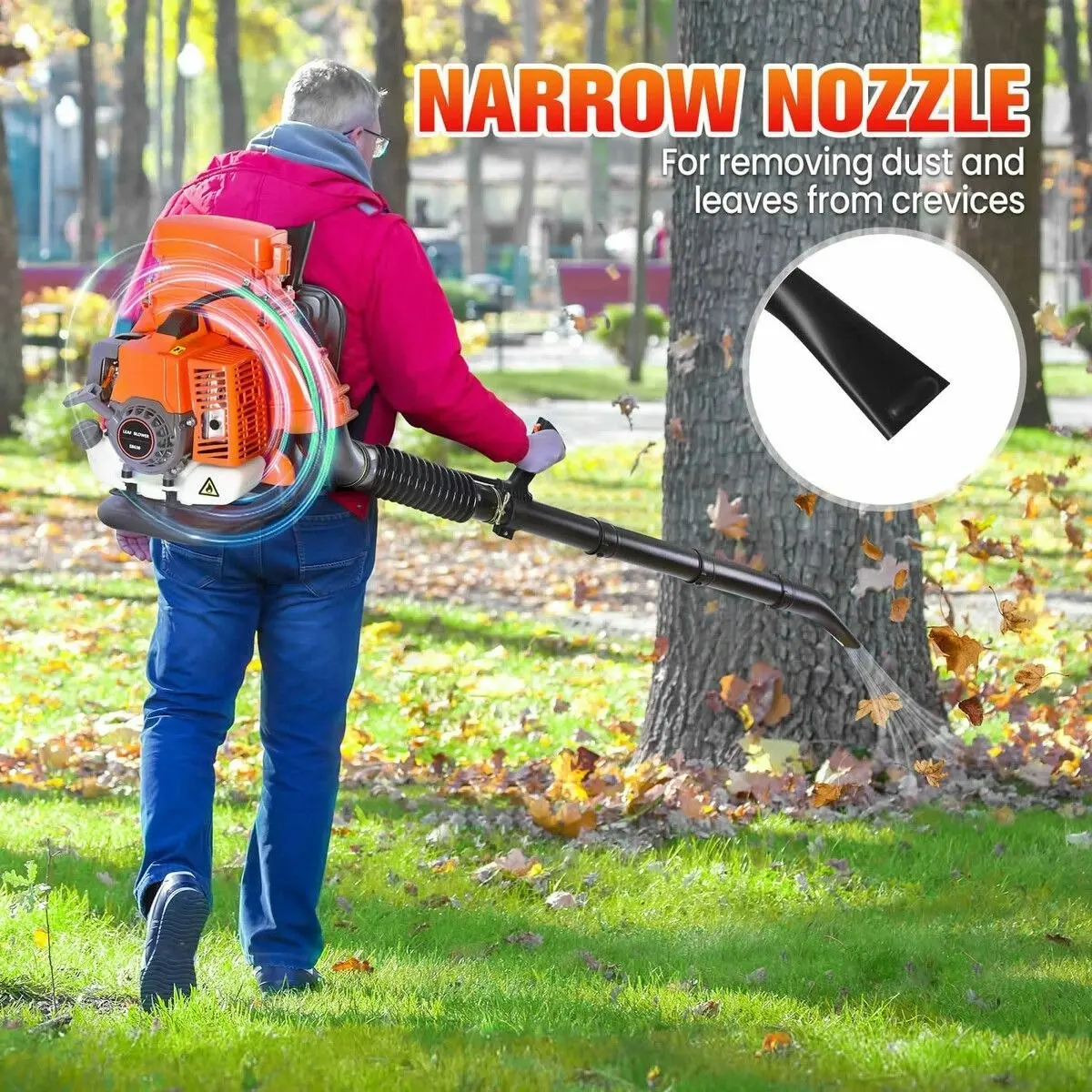 Ausway Petrol Leaf Blower Backpack 2 Stroke 65CC Single Cylinder Cordless Garden Lawn Yard Snow Dust Sand Blowing Machine