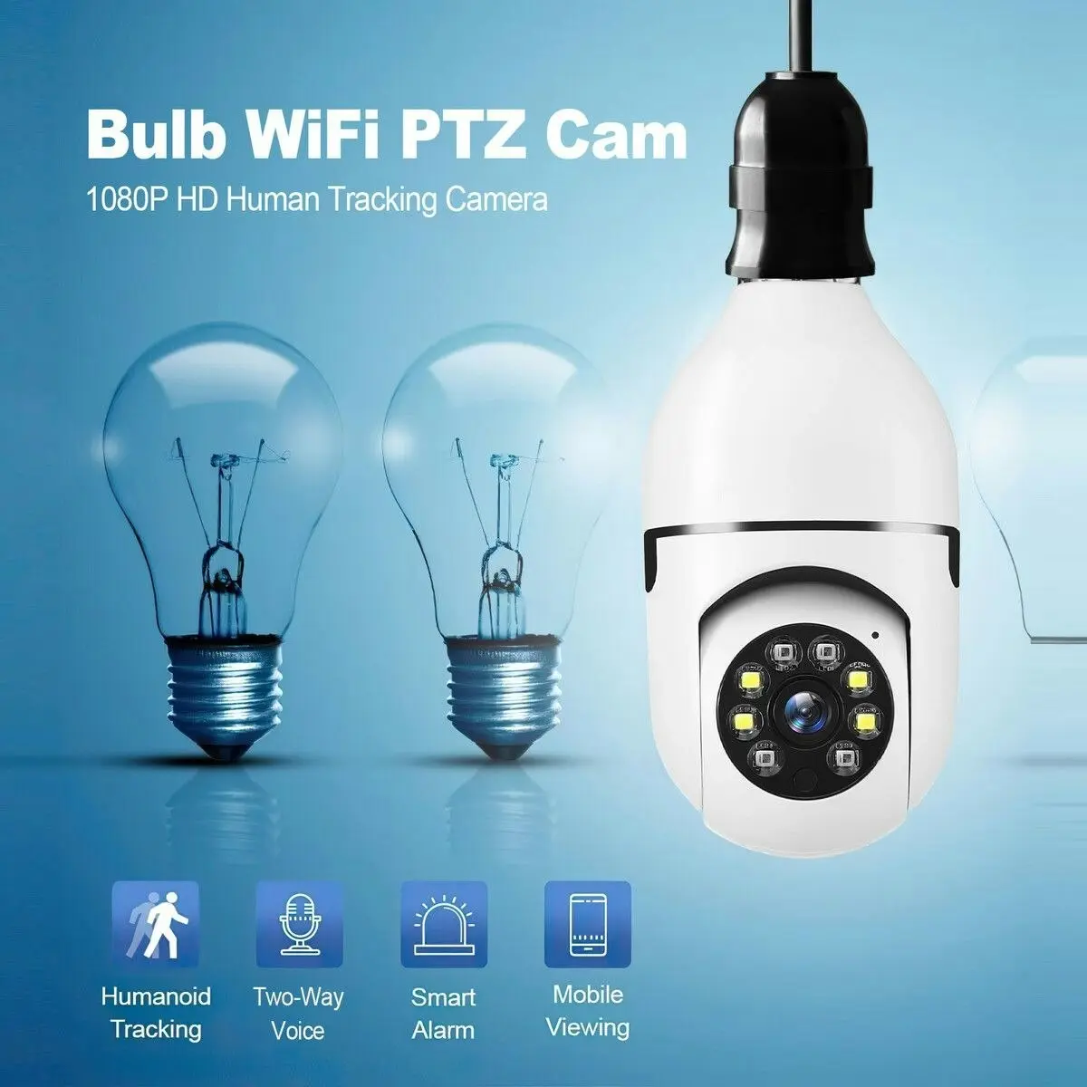 Anisee WiFi IP Camerax4 Wireless Spy Home Security CCTV Surveillance System E27 Light Bulb Outdoor PTZ IR Night Vision 2 Way Audio Full HD 1080P 2MP