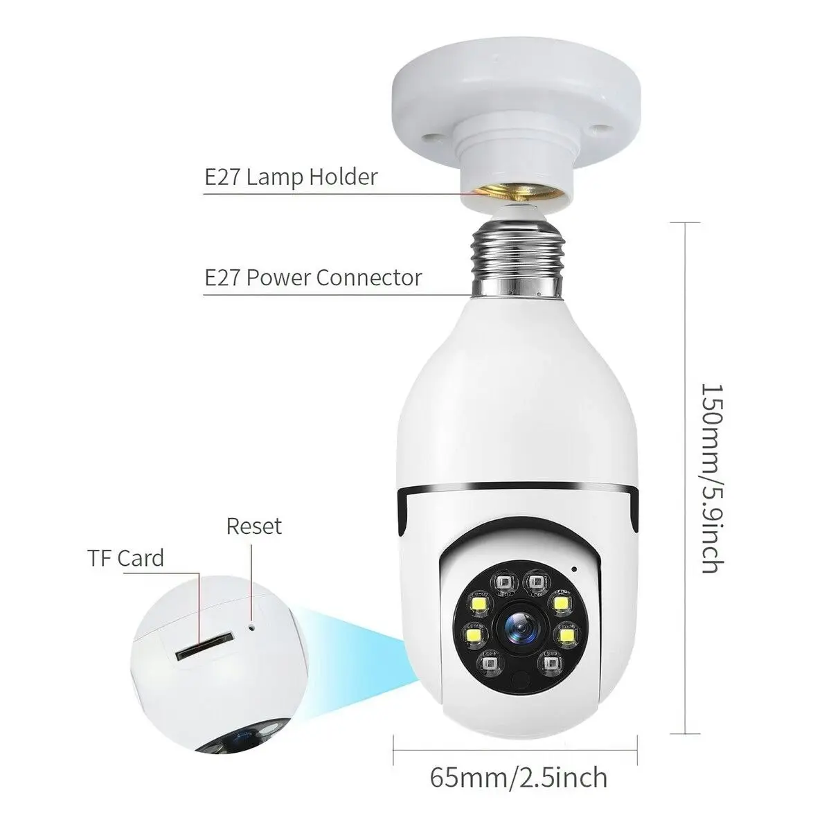 Anisee WiFi IP Camerax4 Wireless Spy Home Security CCTV Surveillance System E27 Light Bulb Outdoor PTZ IR Night Vision 2 Way Audio Full HD 1080P 2MP