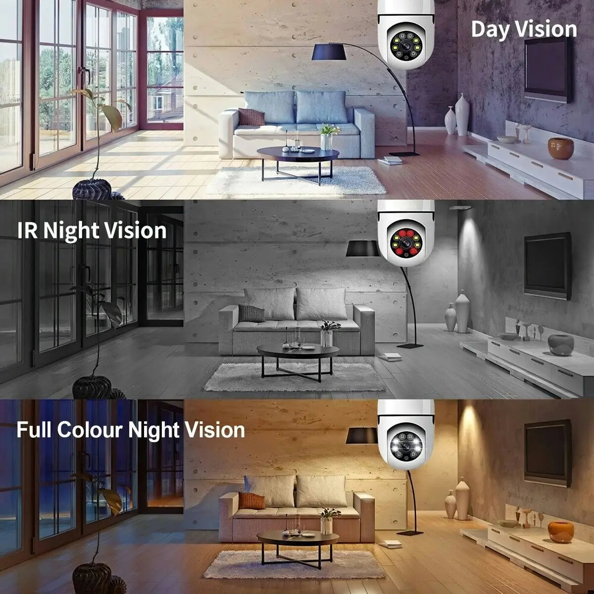 Anisee WiFi IP Camerax4 Wireless Spy Home Security CCTV Surveillance System E27 Light Bulb Outdoor PTZ IR Night Vision 2 Way Audio Full HD 1080P 2MP