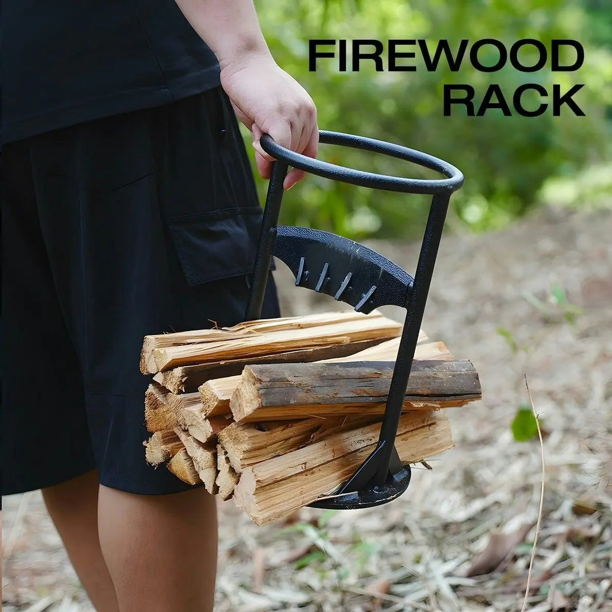 Ausway Log Firewood Splitter Set with Hammer Manual Wood Splitting Cutter Kindling Cutting Fireplace BBQ Camping Tool Outdoor Steel