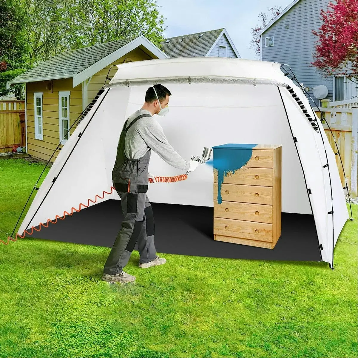 Ausway Spray Paint Tent Shelter Portable Mobile Booth DIY Painting Outdoor Enclosure White 259 x 183 x 168 cm