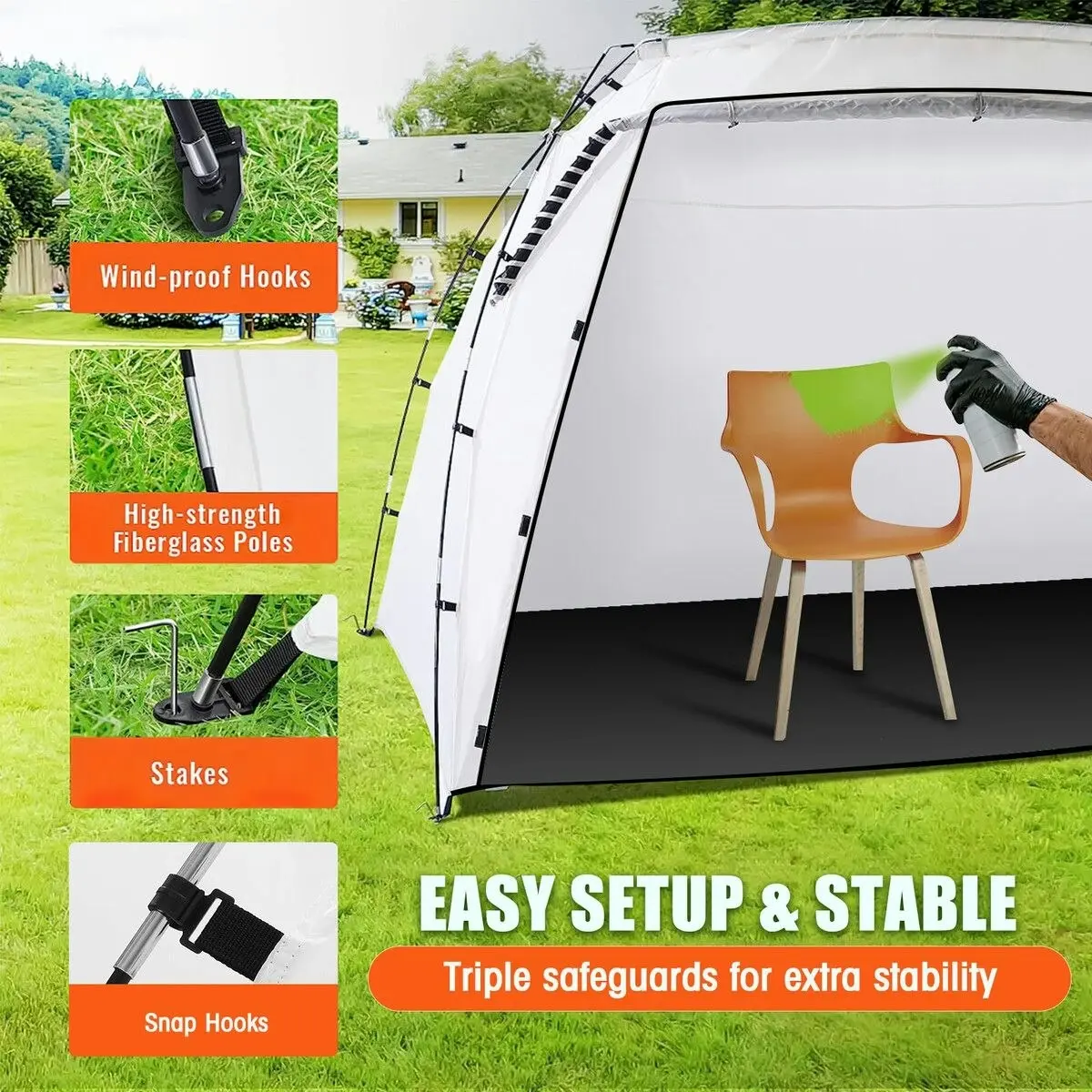 Ausway Spray Paint Tent Shelter Portable Mobile Booth DIY Painting Outdoor Enclosure White 259 x 183 x 168 cm