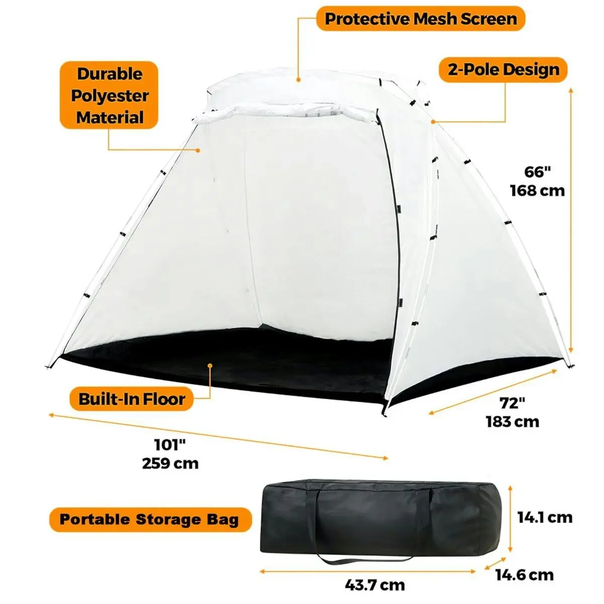 Ausway Spray Paint Tent Shelter Portable Mobile Booth DIY Painting Outdoor Enclosure White 259 x 183 x 168 cm