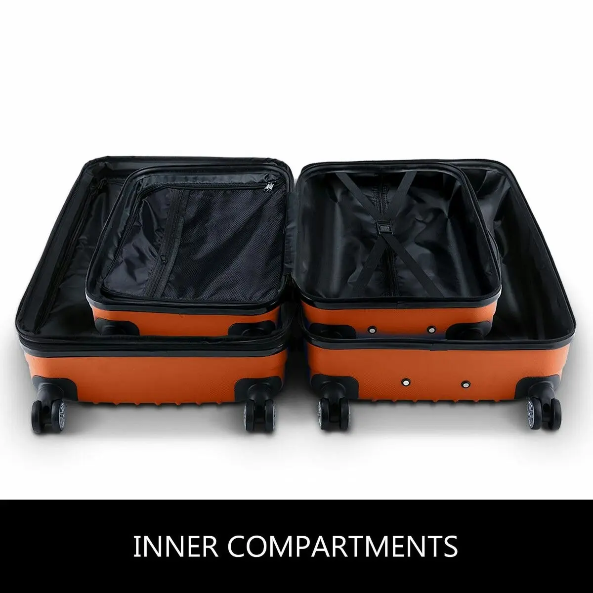 Buon Viaggio 2 Piece Luggage Set Carry On Suitcases Travel Case Cabin Hard Shell Travelling Bags Hand Baggage Lightweight Rolling TSA Lock Orange