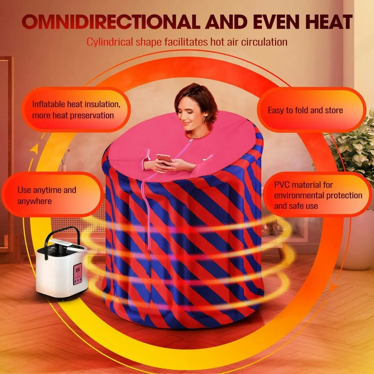 Maxkon Portable Steam Sauna Home Spa Inflatable Full Body Steamer Bath Tent Personal Private Detox Therapy 1000W 9 Temperatures