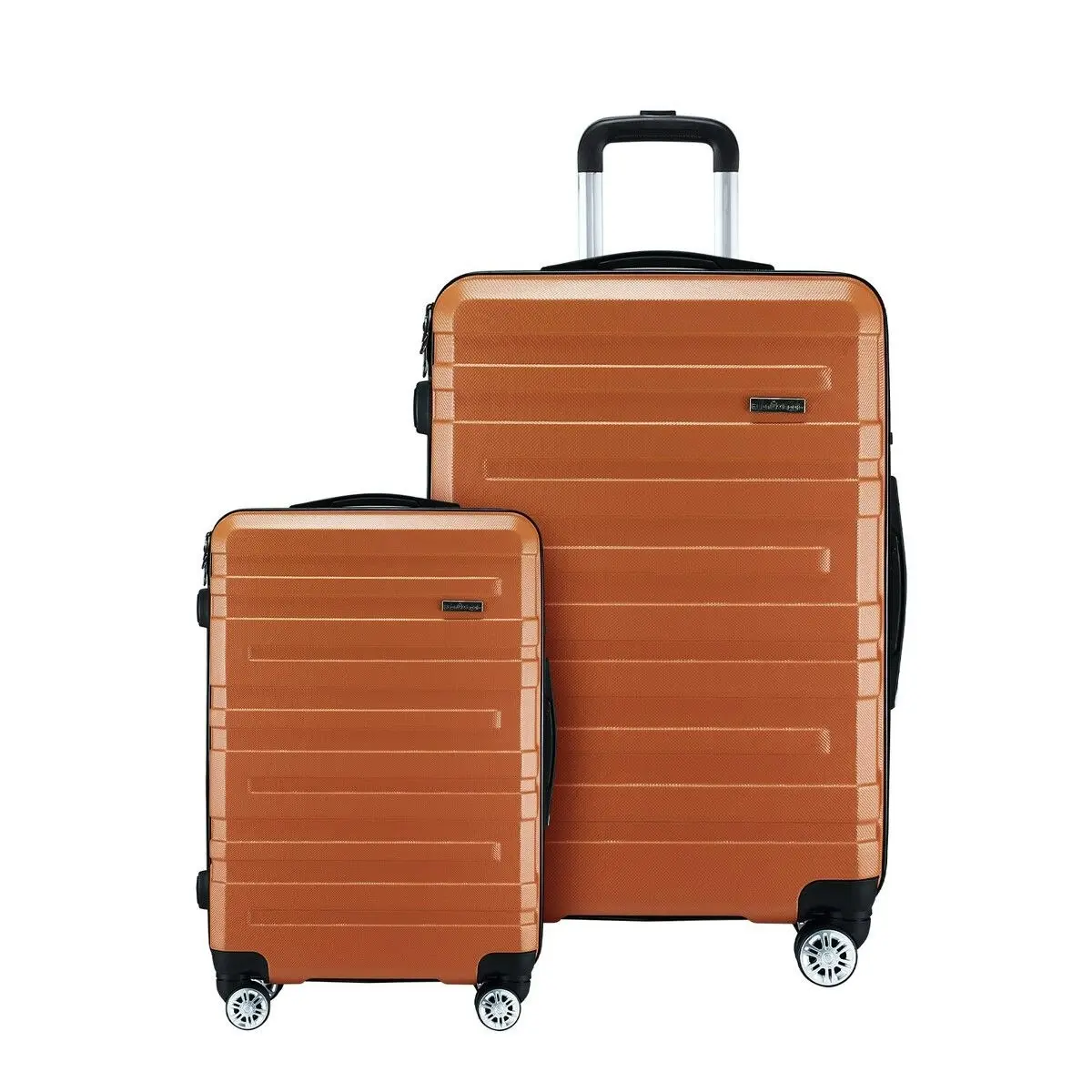 Buon Viaggio 2 Piece Luggage Set Carry On Hard Suitcases Travel Trolley Lightweight TSA Lock Orange