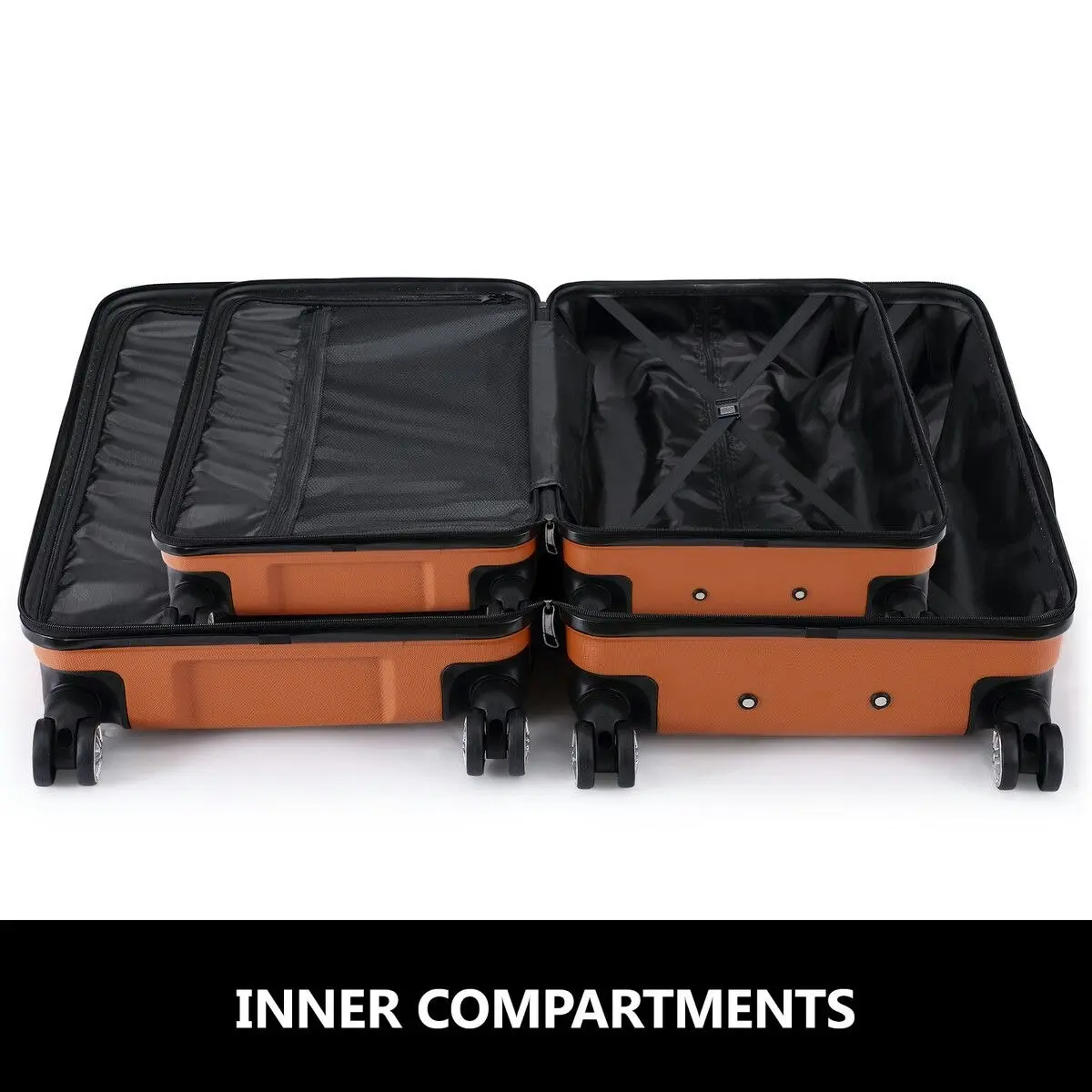 Buon Viaggio 2 Piece Luggage Set Carry On Hard Suitcases Travel Trolley Lightweight TSA Lock Orange