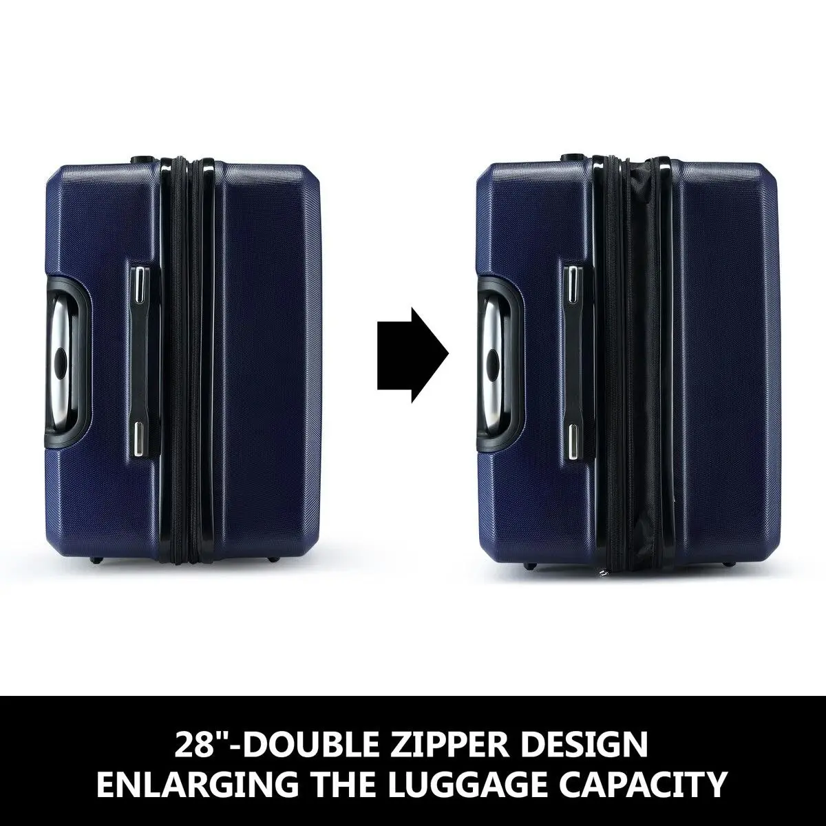 Buon Viaggio 2 Piece Luggage Set Travel Suitcases Carry On Lightweight Hard Trolley TSA Lock Navy Blue