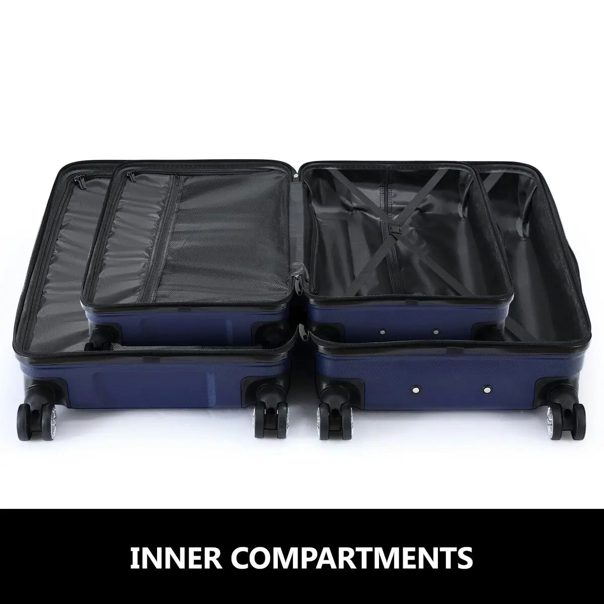 Buon Viaggio 2 Piece Luggage Set Travel Suitcases Carry On Lightweight Hard Trolley TSA Lock Navy Blue