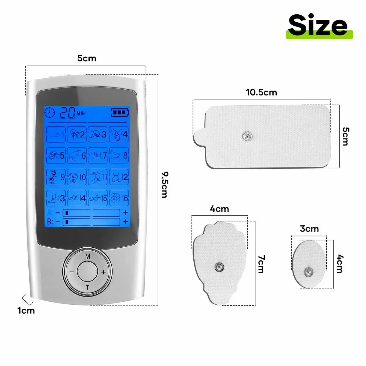 HOMASA TENS EMS Muscle Stimulator Electric Massager Machine Portable Back Neck Nerve Knee Massage Device Rechargeable Unit 16 Modes