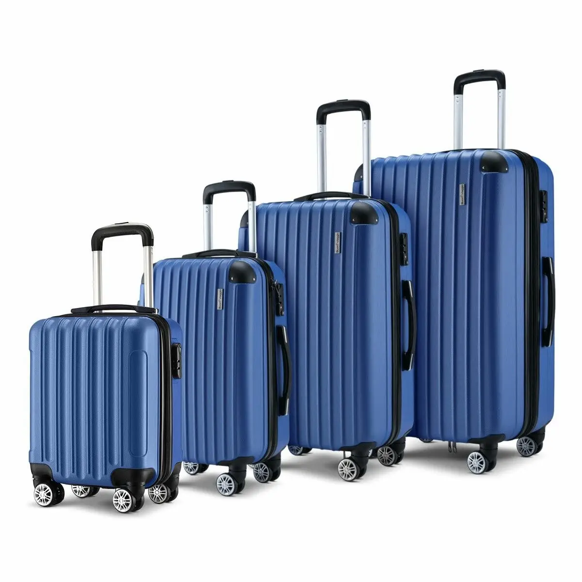 Buon Viaggio 4 Piece Suitcase Set Carry On Luggage Traveller Bag Hard Shell TSA Lock Checked Trolley Rolling Lightweight Blue