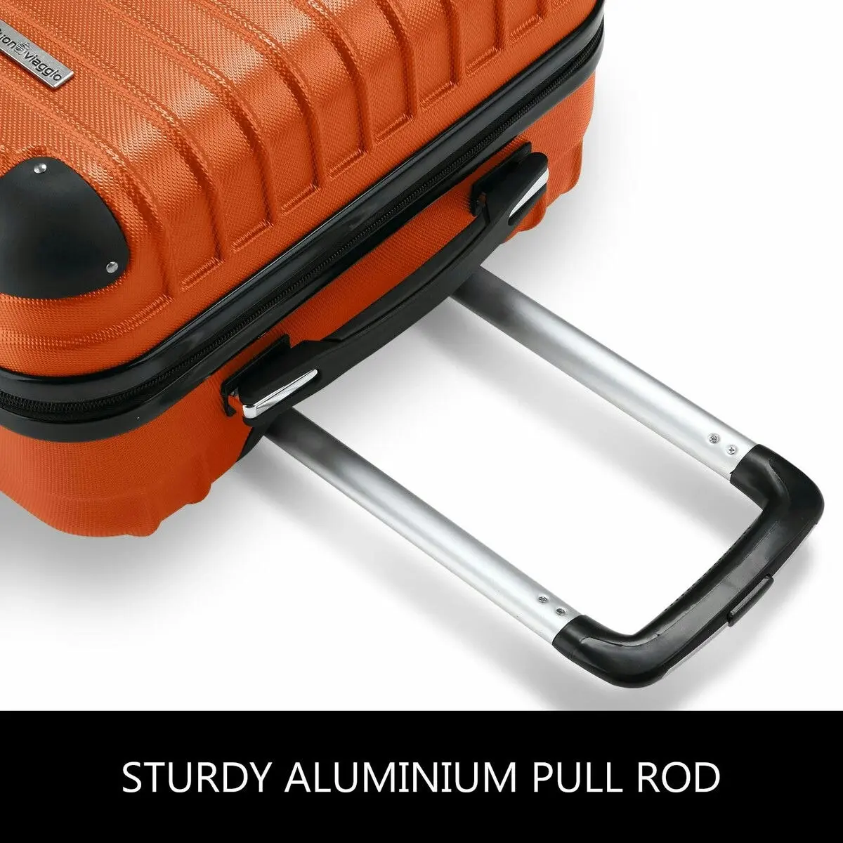 Buon Viaggio Luggage Suitcase Set 4 Piece Carry On Traveller Checked Bag Hard Shell Lightweight Rolling Trolley TSA Lock Orange