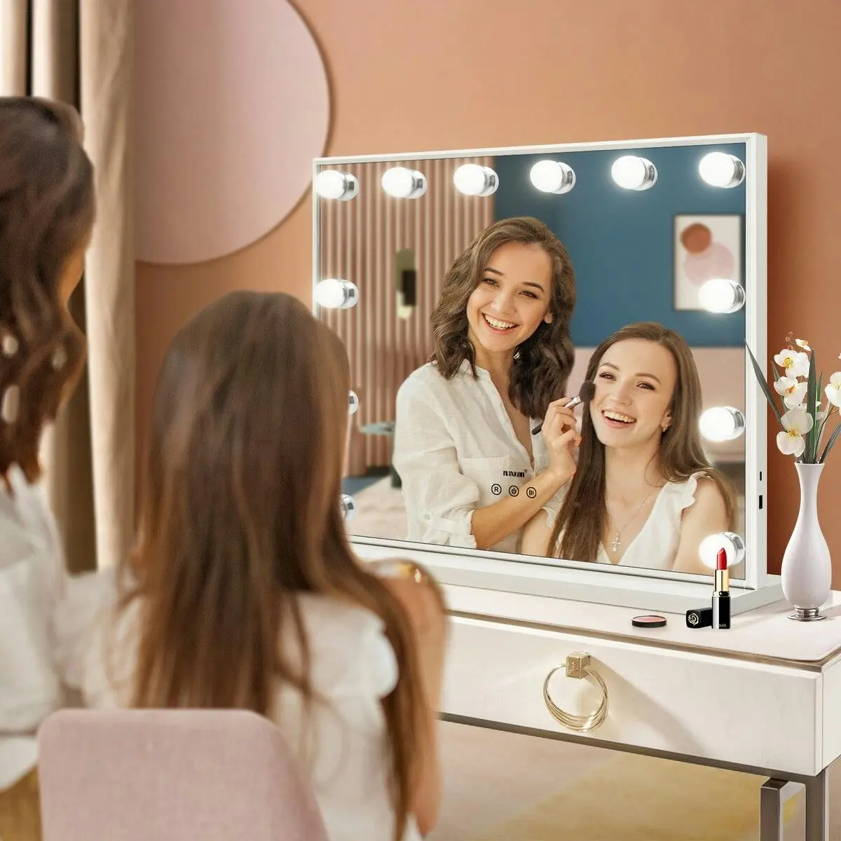 Maxkon Hollywood Makeup Mirror Lights 12 LED Bulbs Vanity Lighted Beauty Touch Adjustable Brightness USB