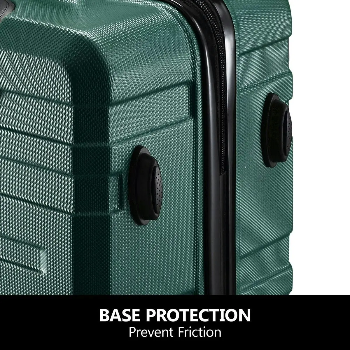 Buon Viaggio 3 Piece Luggage Set Hard Carry On Travel Suitcases Trolley Lightweight with TSA Lock and 2 Covers Green