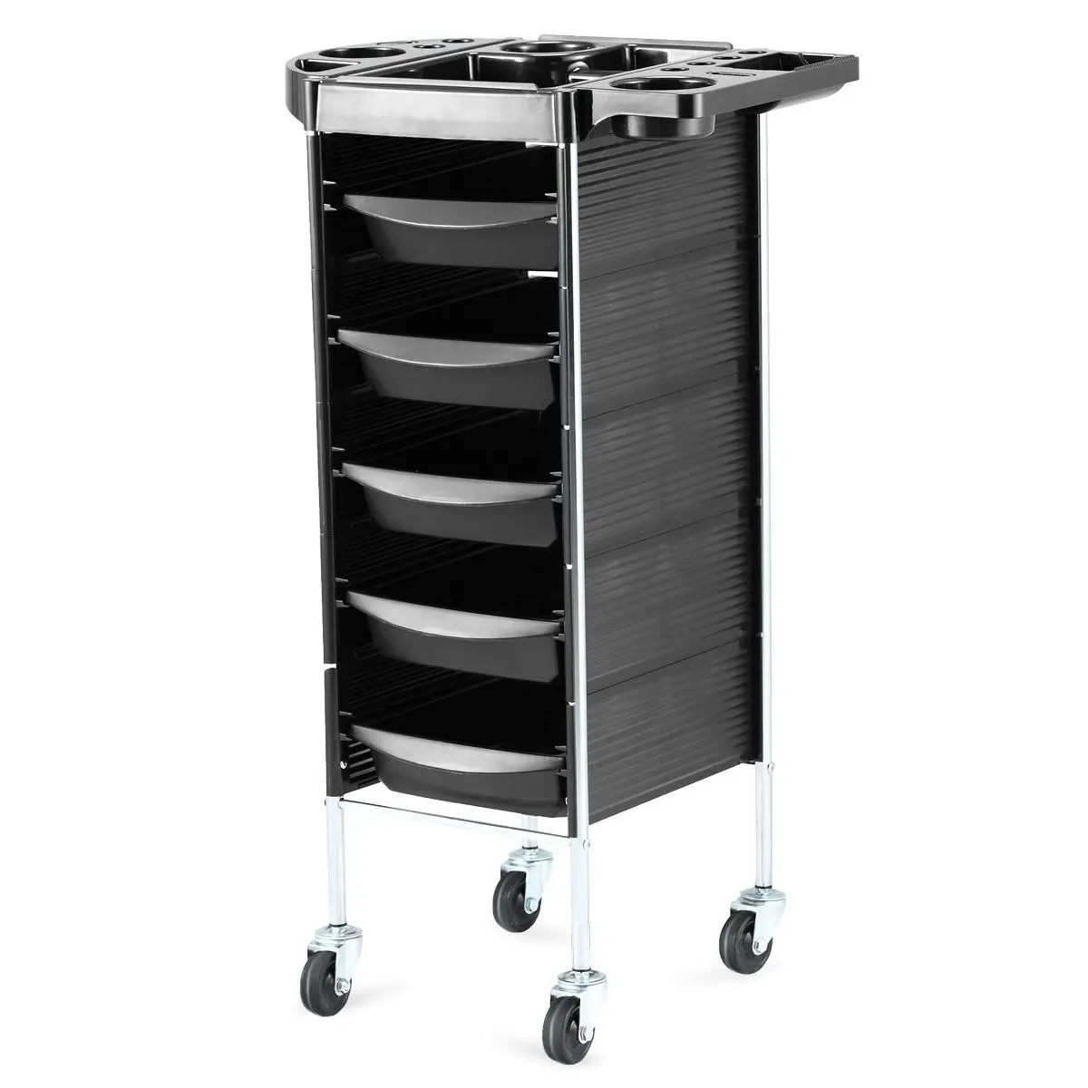 Ausway 6 Tiers Hairdressing Storage Trolley Beauty Salon Rolling Cart 5 Drawers