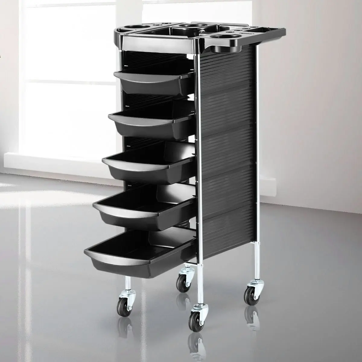 Ausway 6 Tiers Hairdressing Storage Trolley Beauty Salon Rolling Cart 5 Drawers