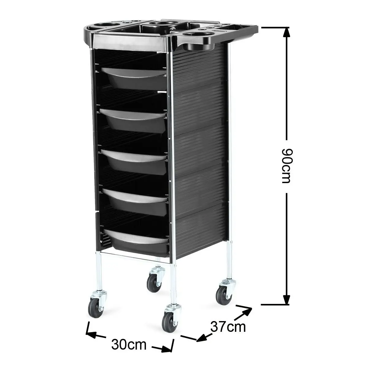 Ausway 6 Tiers Hairdressing Storage Trolley Beauty Salon Rolling Cart 5 Drawers