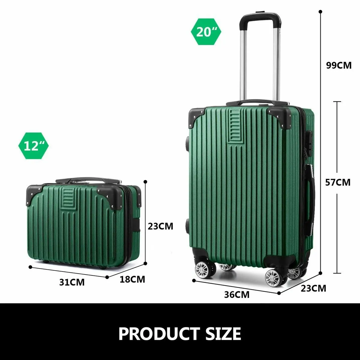 Buon Viaggio 2 Piece Luggage Set Travel Suitcases Carry On Hard Shell Lightweight Rolling Traveller Trolley Vanity Checked Bag