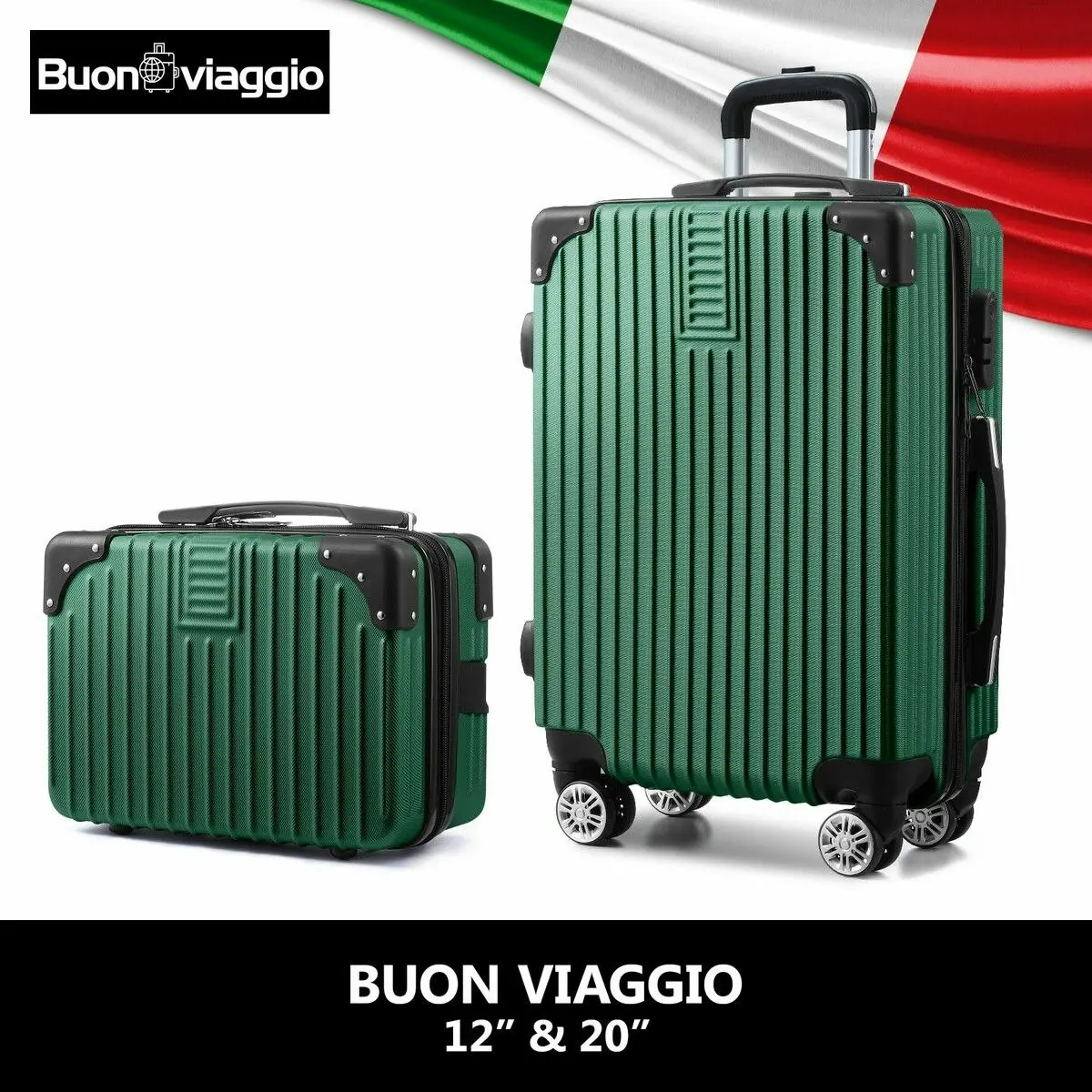 Buon Viaggio 2 Piece Luggage Set Travel Suitcases Carry On Hard Shell Lightweight Rolling Traveller Trolley Vanity Checked Bag