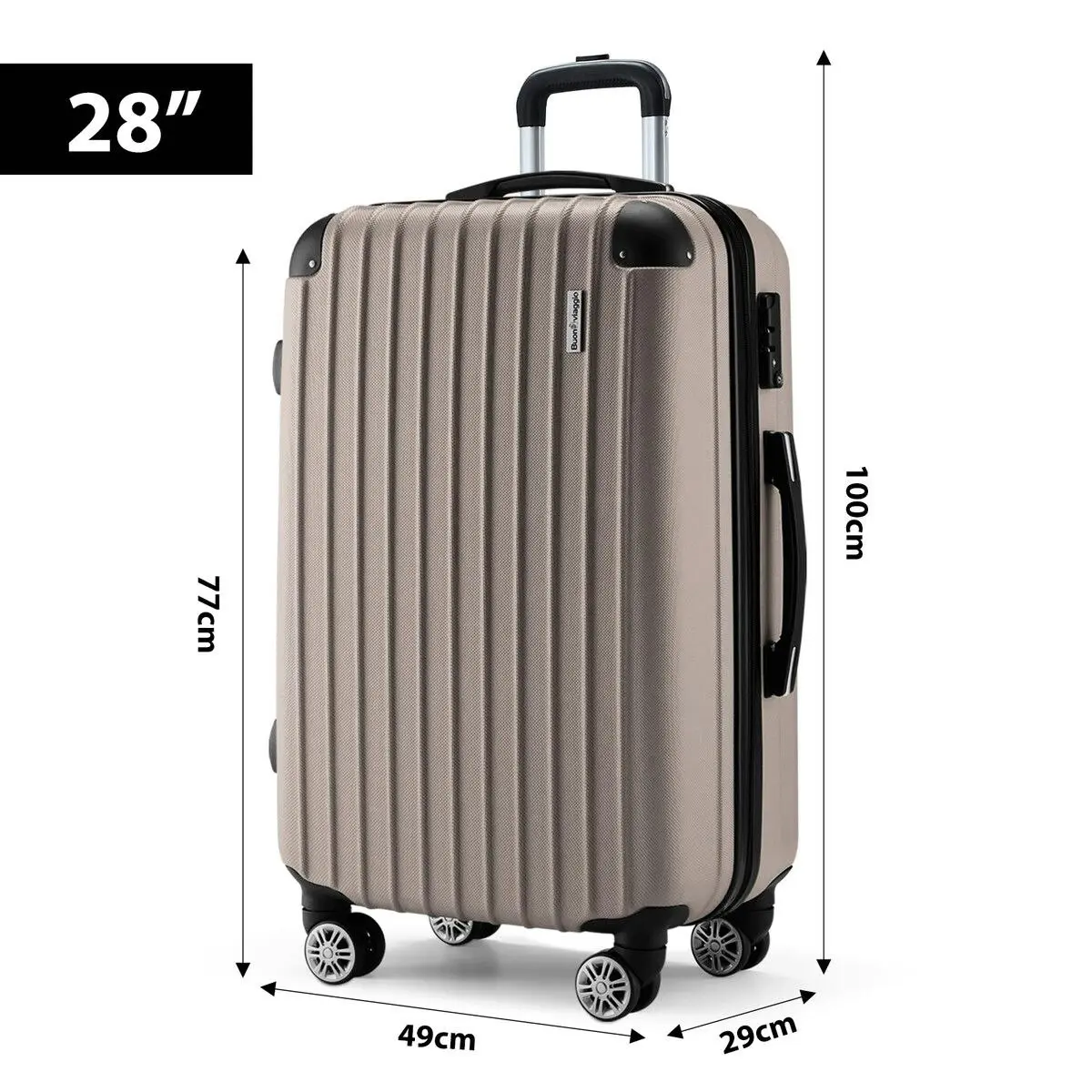 Buon Viaggio Carry On Suitcase Hard Shell Luggage Travel Baggage Cabin Case Lightweight Travelling Bag 4 Wheel Rolling Trolley TSA Lock 28 Inch