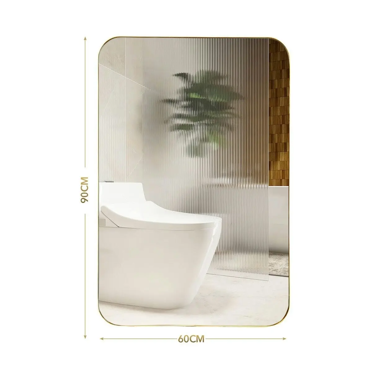 LUXSUITE Wall Bathroom Mirror Rectangle Standing Large Vanity Gold Bedroom Hallway Mount Decorative Makeup Shower Shaving