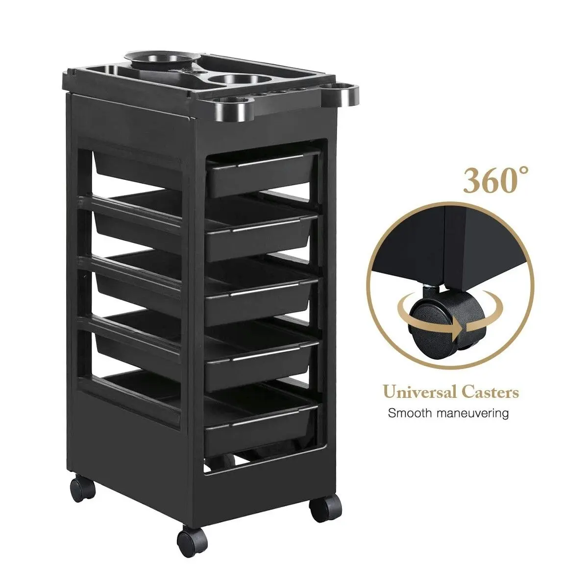 Ausway Hairdressing Trolley Storage Rolling Tool Cart Salon Furniture on Wheels 6 Tiers 5 Tray