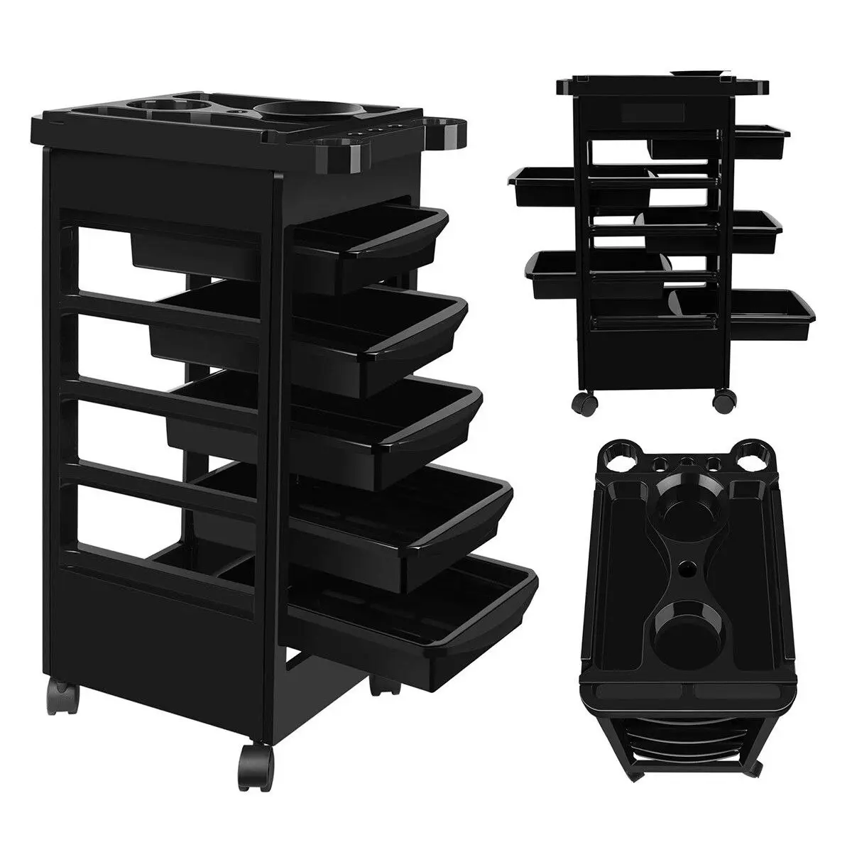 Ausway Hairdressing Trolley Storage Rolling Tool Cart Salon Furniture on Wheels 6 Tiers 5 Tray