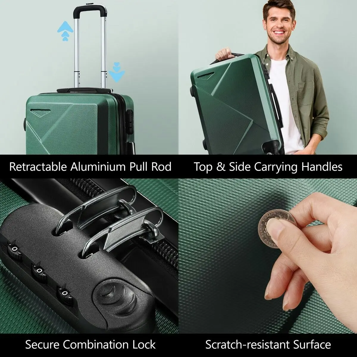 Buon Viaggio 2 Piece Luggage Set Carry On Travel Hard Shell Suitcases Traveller Travelling Rolling Trolley Checked Vanity Bag Lightweight