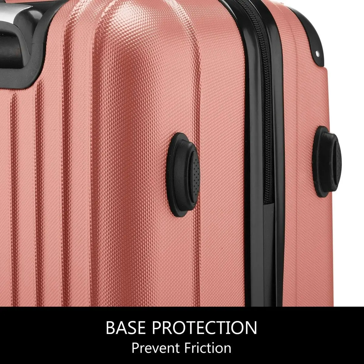 Buon Viaggio 3Pcs Suitcase Luggage Set Expandable Hard Shell Carry On Travel Trolley Lightweight Cabin TSA Lock 2 Covers Rose Gold