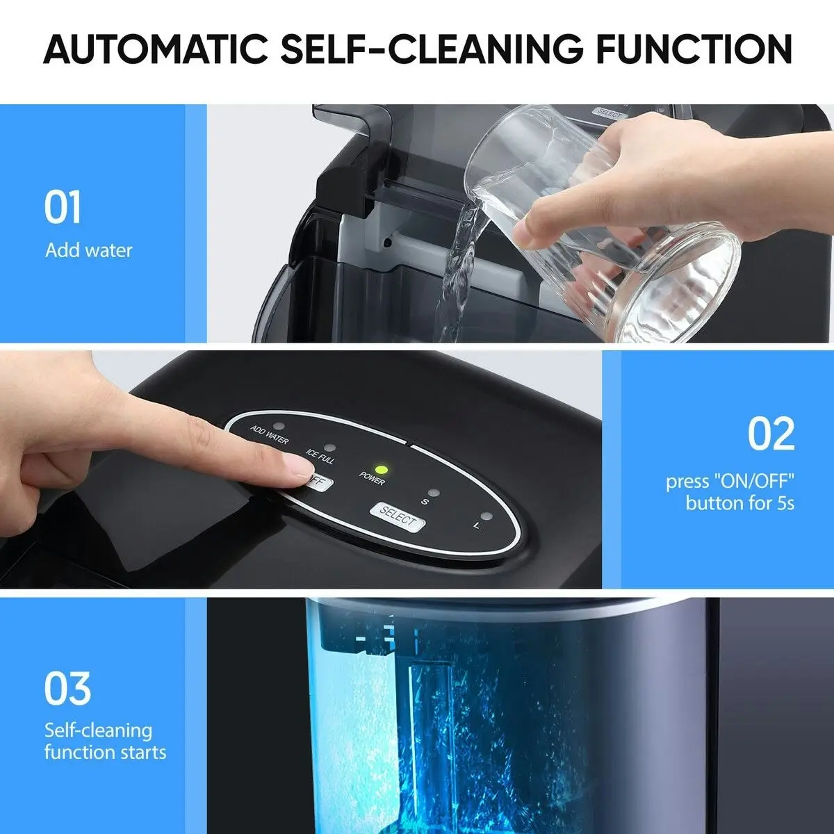 Maxkon 12KG Ice Maker Bullet Shaped Cube Making Machine Countertop Home Commercial Automatic Quiet